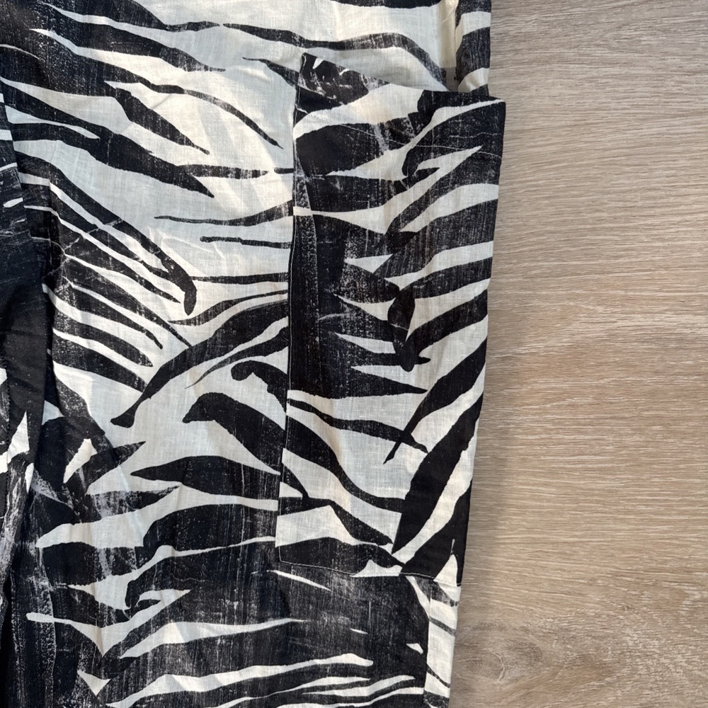 Bryn Walker Xx-Small Linen Vacation Cropped Pull On Pants Leaf Vacation Tropical - Picture 3 of 12